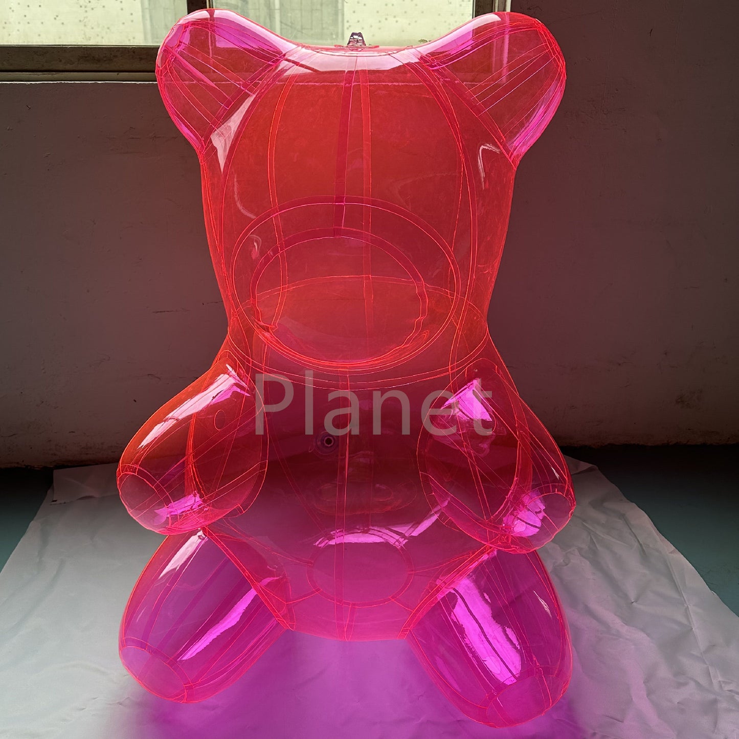 4FT Transparent Colored PVC Inflatable Bear – With Air Pump, Great for Advertising, Party Decorations and Events