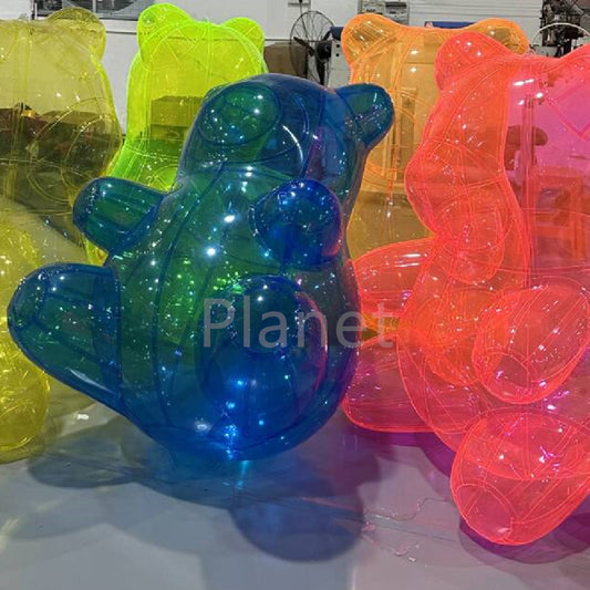 4FT Transparent Colored PVC Inflatable Bear – With Air Pump, Great for Advertising, Party Decorations and Events