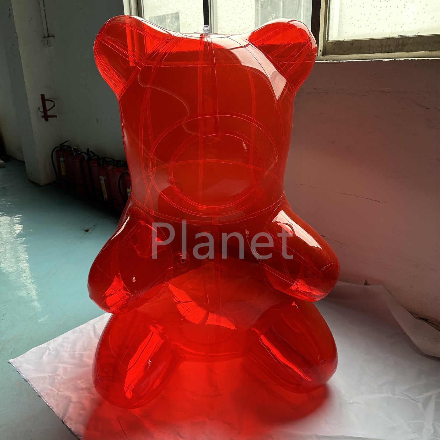 4FT Transparent Colored PVC Inflatable Bear – With Air Pump, Great for Advertising, Party Decorations and Events