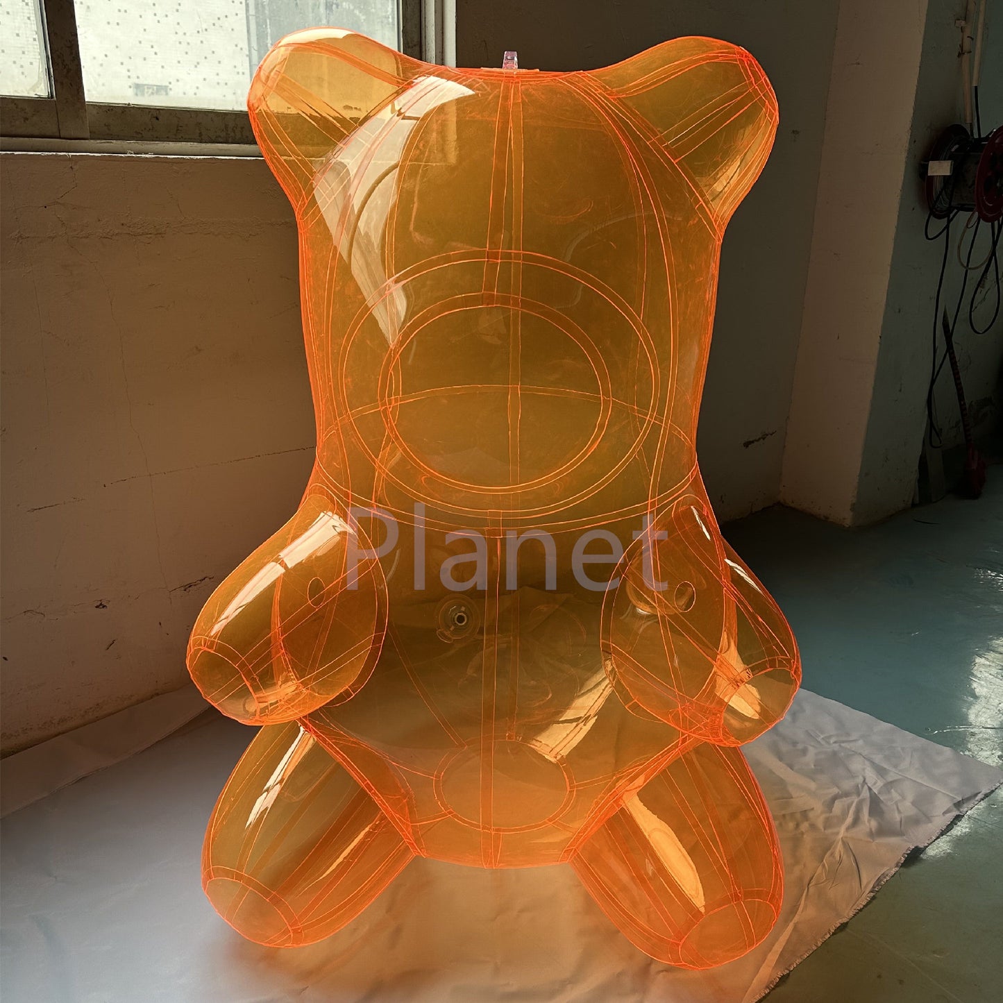 4FT Transparent Colored PVC Inflatable Bear – With Air Pump, Great for Advertising, Party Decorations and Events