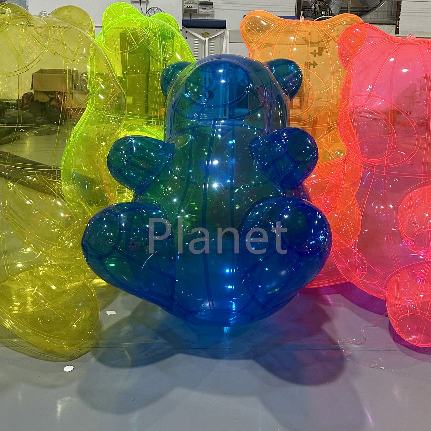 4FT Transparent Colored PVC Inflatable Bear – With Air Pump, Great for Advertising, Party Decorations and Events