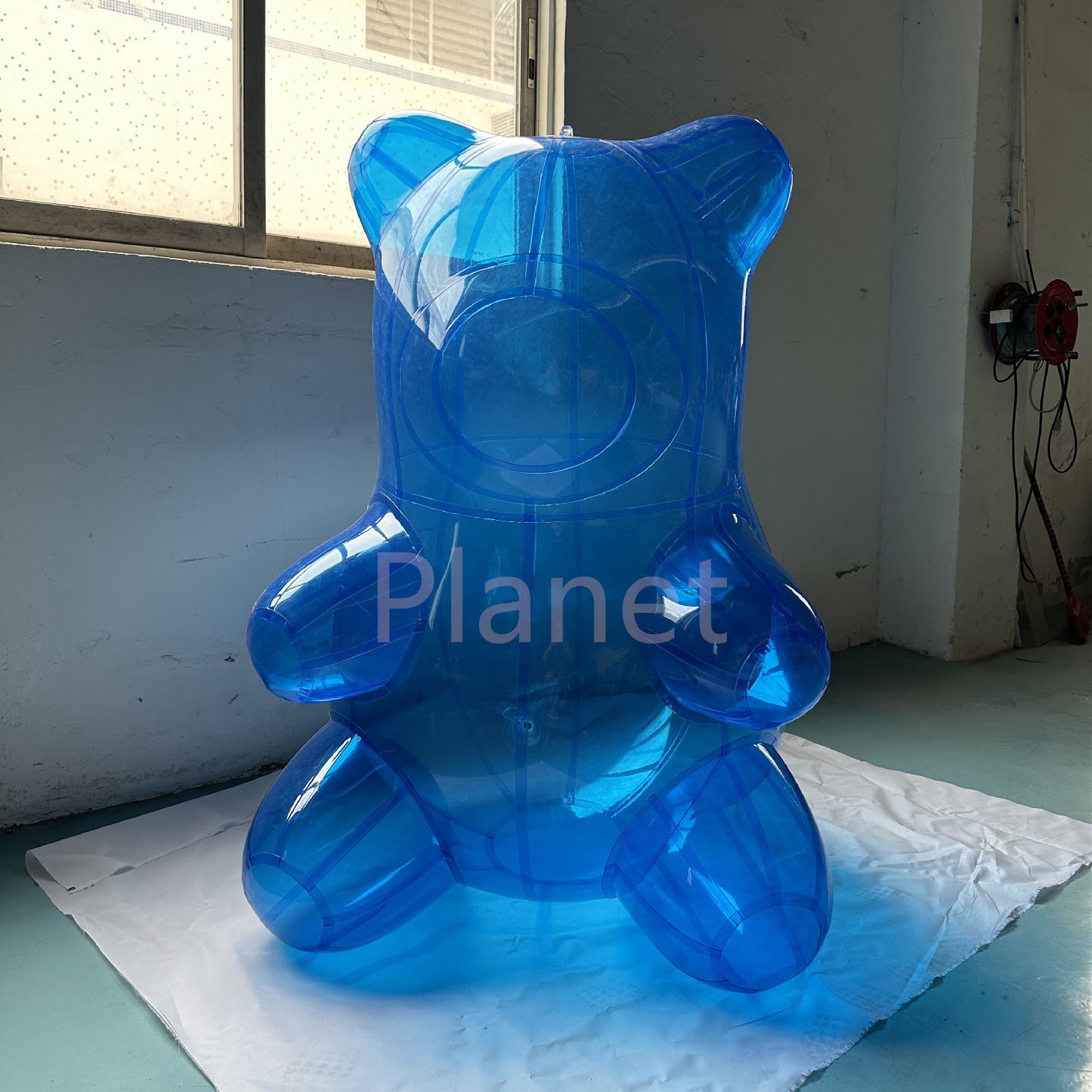4FT Transparent Colored PVC Inflatable Bear – With Air Pump, Great for Advertising, Party Decorations and Events