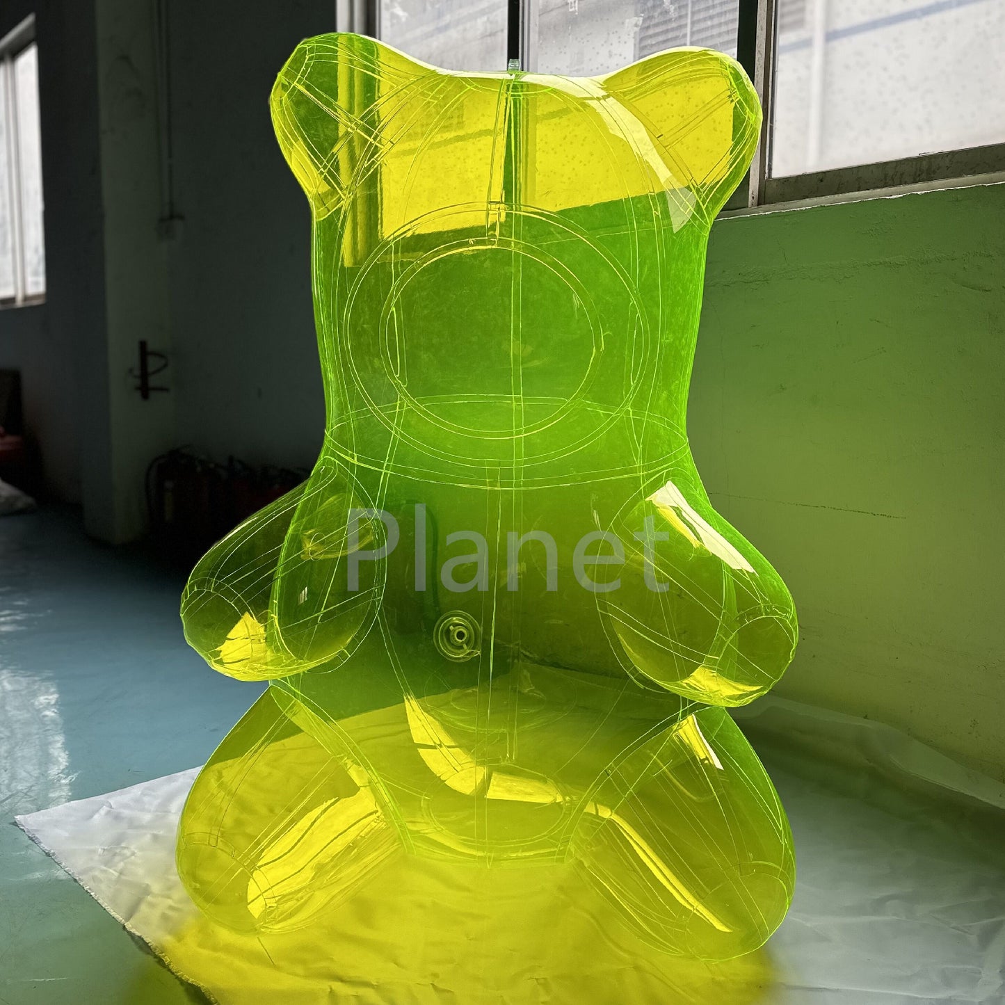 4FT Transparent Colored PVC Inflatable Bear – With Air Pump, Great for Advertising, Party Decorations and Events