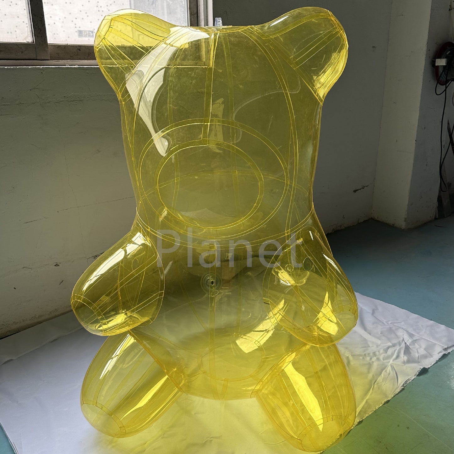 4FT Transparent Colored PVC Inflatable Bear – With Air Pump, Great for Advertising, Party Decorations and Events