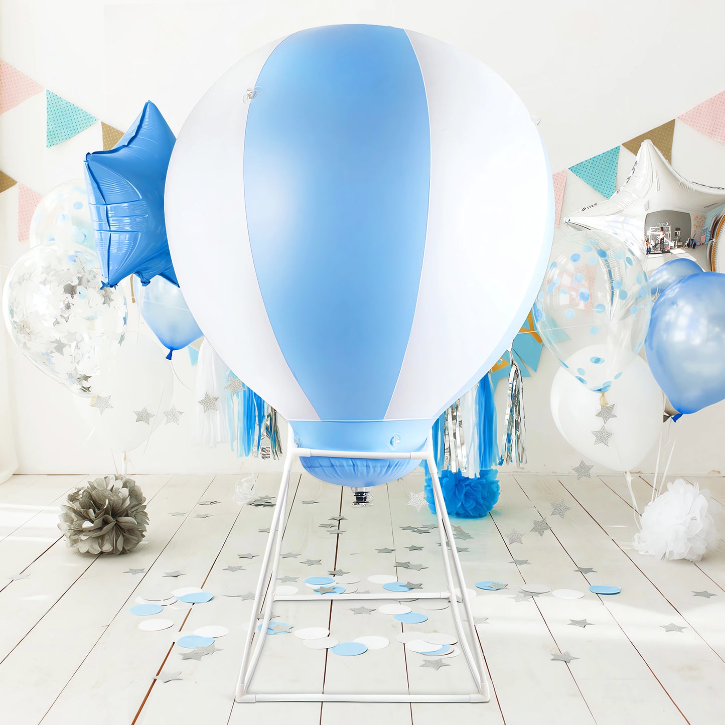 3ft Half Hot Air Balloon with Stand, Inflatable Baby Party Decoration Balloon, Suitable for Indoor and Outdoor Use/Birthday Wedding/Children's Party/Exhibition(1PCS)