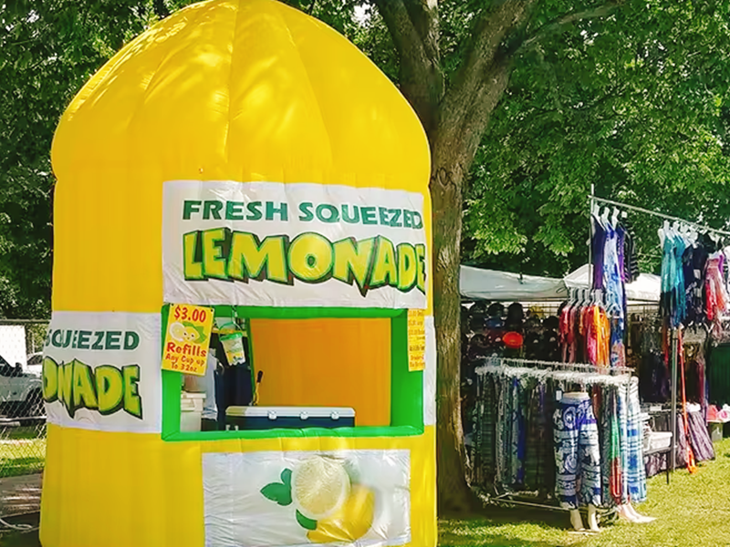 Inflatable Lemonade Booth – Portable Stand with Blower for Events & Advertising(3x3x4mH/10x10x13.12ft)