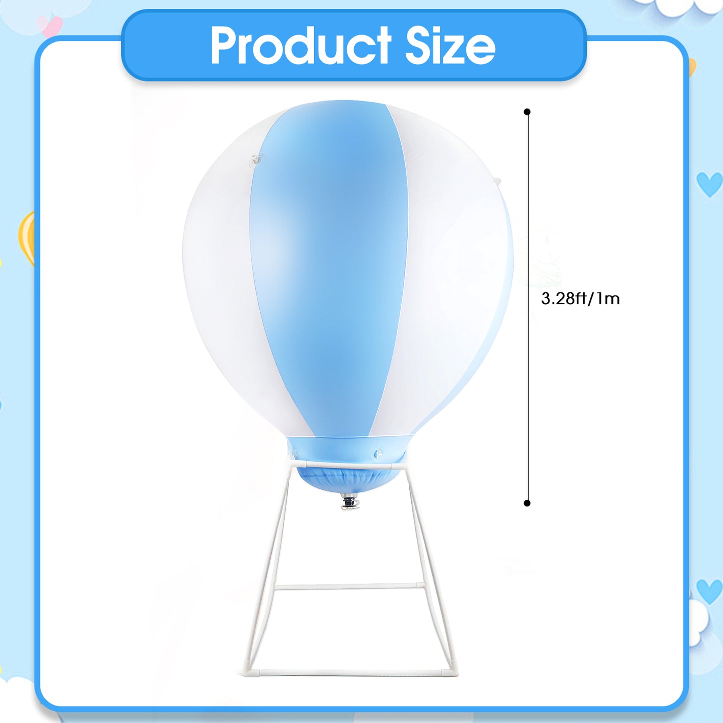 3ft Half Hot Air Balloon with Stand, Inflatable Baby Party Decoration Balloon, Suitable for Indoor and Outdoor Use/Birthday Wedding/Children's Party/Exhibition(1PCS)