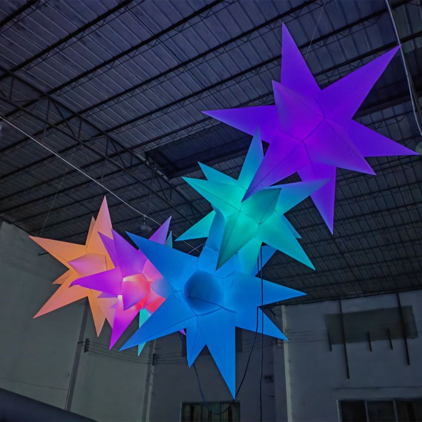 Inflatable LED Color Changing Hanging Star Lights Party Festival Decorations with Built-in Blower(1PCS)