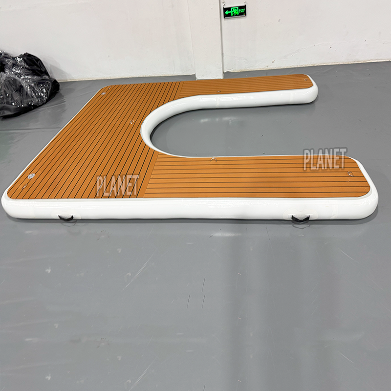 U-Shape Inflatable Jet Ski Dock–Heavy-Duty Floating Platform for Lake, Motorboat & Yacht Parking with Air Pump(3*2.4m/9.84*7.87ft))