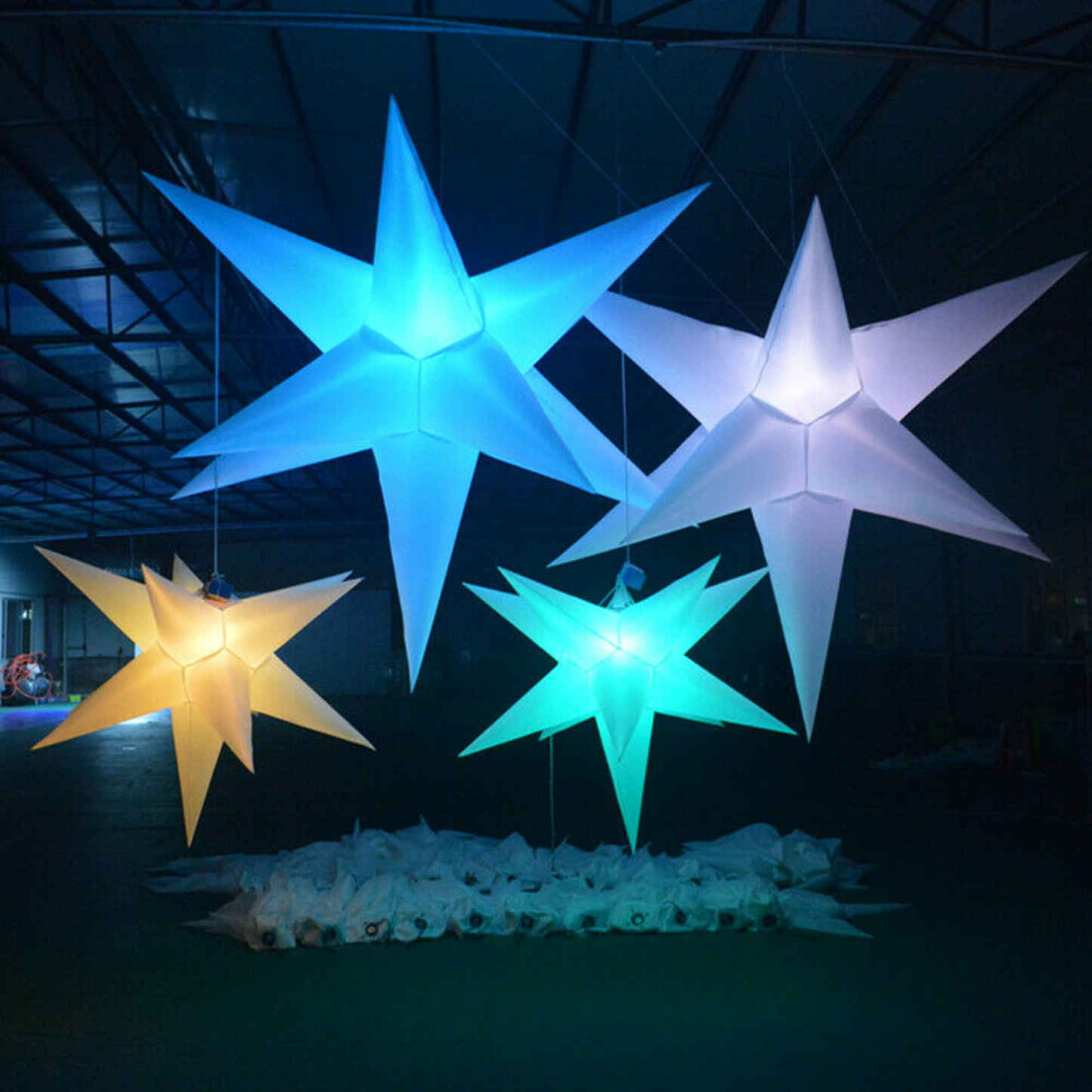 Inflatable LED Color Changing Hanging Star Lights Party Festival Decorations with Built-in Blower(1PCS)