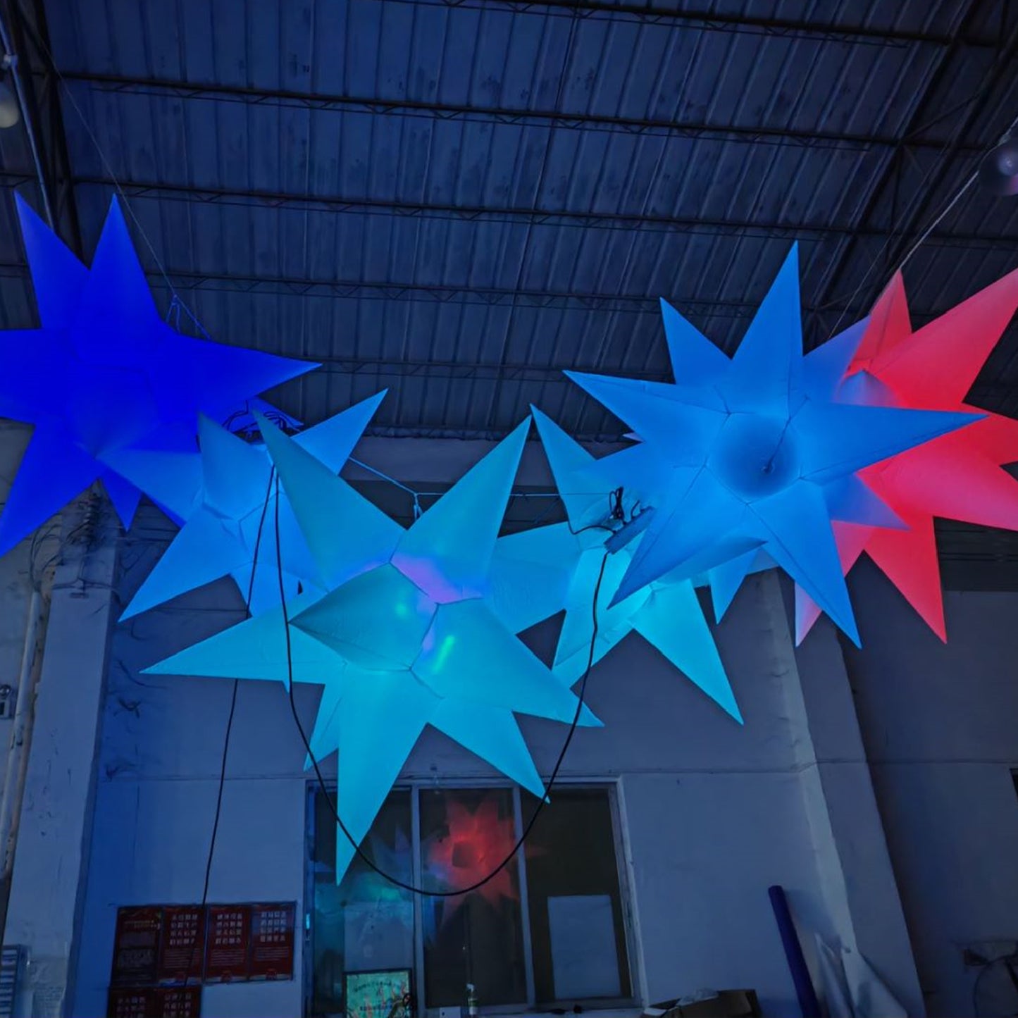 Inflatable LED Color Changing Hanging Star Lights Party Festival Decorations with Built-in Blower(1PCS)