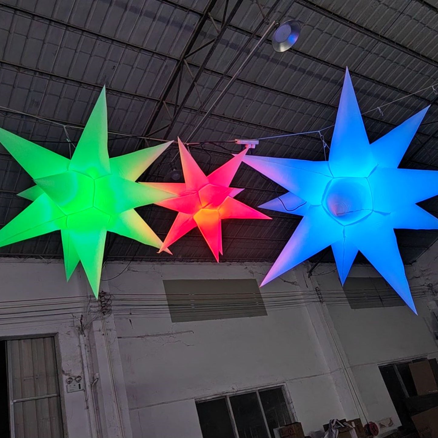 Inflatable LED Color Changing Hanging Star Lights Party Festival Decorations with Built-in Blower(1PCS)