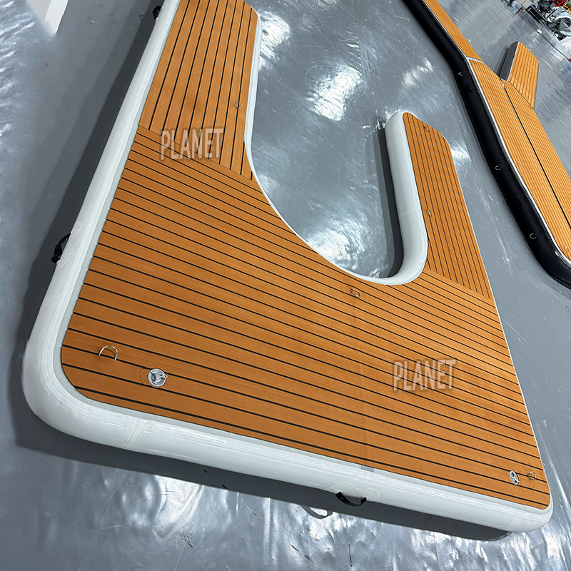 U-Shape Inflatable Jet Ski Dock–Heavy-Duty Floating Platform for Lake, Motorboat & Yacht Parking with Air Pump(3*2.4m/9.84*7.87ft))