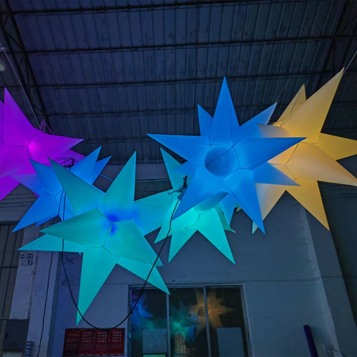 Inflatable LED Color Changing Hanging Star Lights Party Festival Decorations with Built-in Blower(1PCS)
