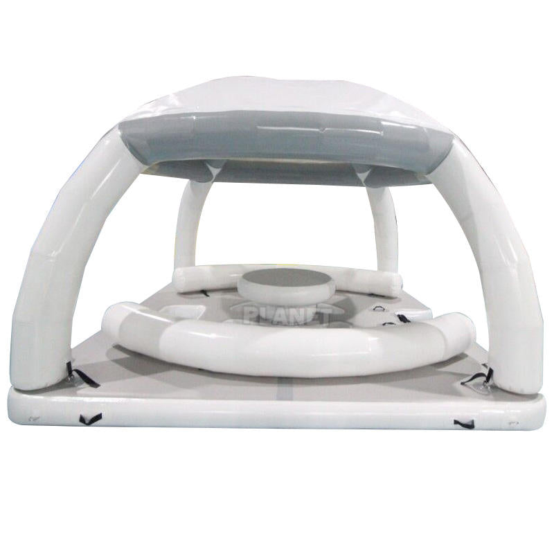 Inflatable Water Leisure Platform Dock Inflatable Floating Island with Tent Water Entertainment Equipment