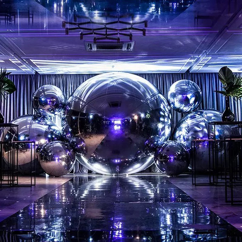 Inflatable Mirror Ball Giant Event Decoration PVC Floating Sphere Mirror Balloon Disco Shinny (Gold)