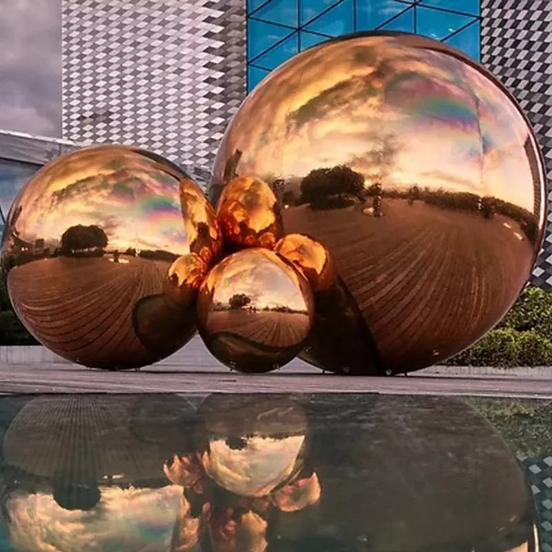Inflatable Mirror Ball Giant Event Decoration PVC Floating Sphere Mirror Balloon Disco Shinny (Gold)