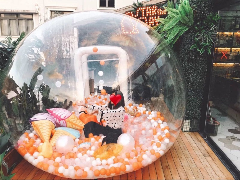 10ft dia. PVC Inflatable Balloon Bubble House, Transparent Bubble Camping Dome Tent with 950w Blower& Air Pump