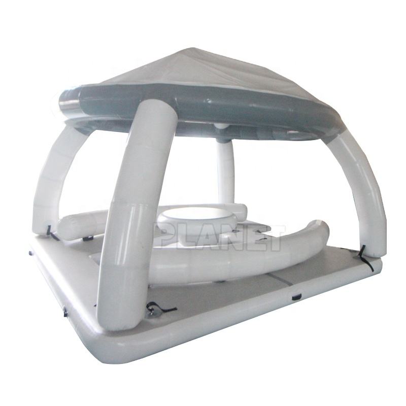 Inflatable Water Leisure Platform Dock Inflatable Floating Island with Tent Water Entertainment Equipment