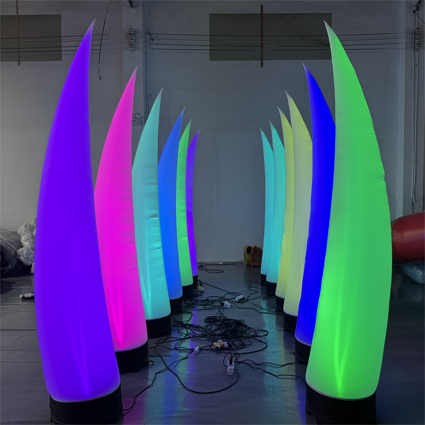 8.2ft Inflatable Tube Colorful LED Light Inflatable Cone for Advertising Event Decoration with Blower(1PCS)