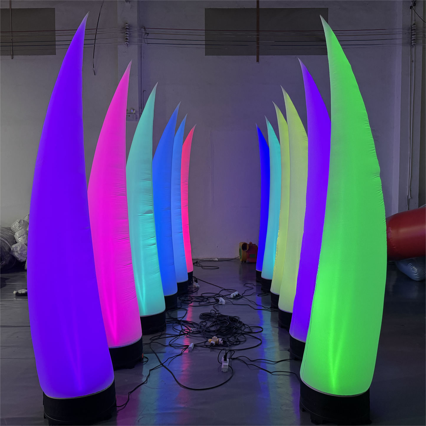 8.2ft Inflatable Tube Colorful LED Light Inflatable Cone for Advertising Event Decoration with Blower(1PCS)