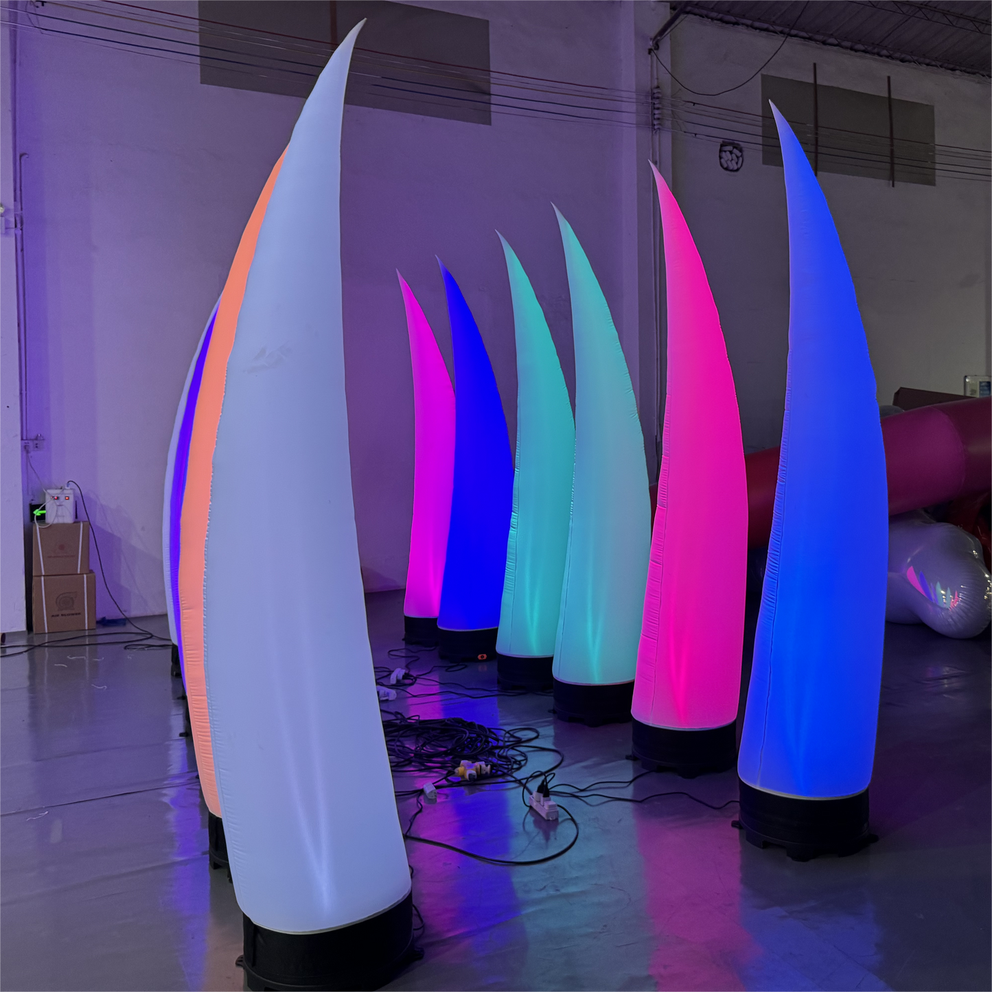 8.2ft Inflatable Tube Colorful LED Light Inflatable Cone for Advertising Event Decoration with Blower(1PCS)