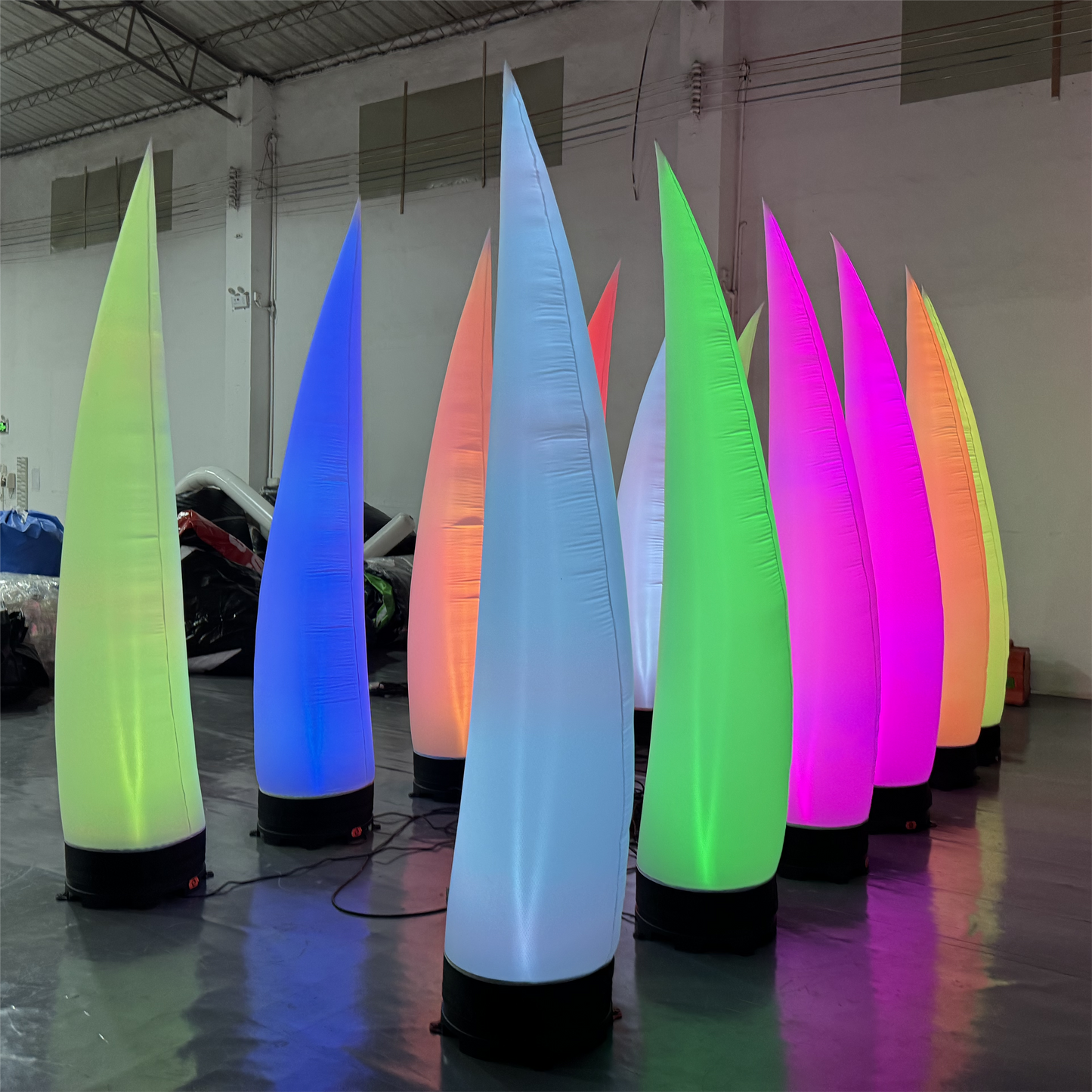 8.2ft Inflatable Tube Colorful LED Light Inflatable Cone for Advertising Event Decoration with Blower(1PCS)