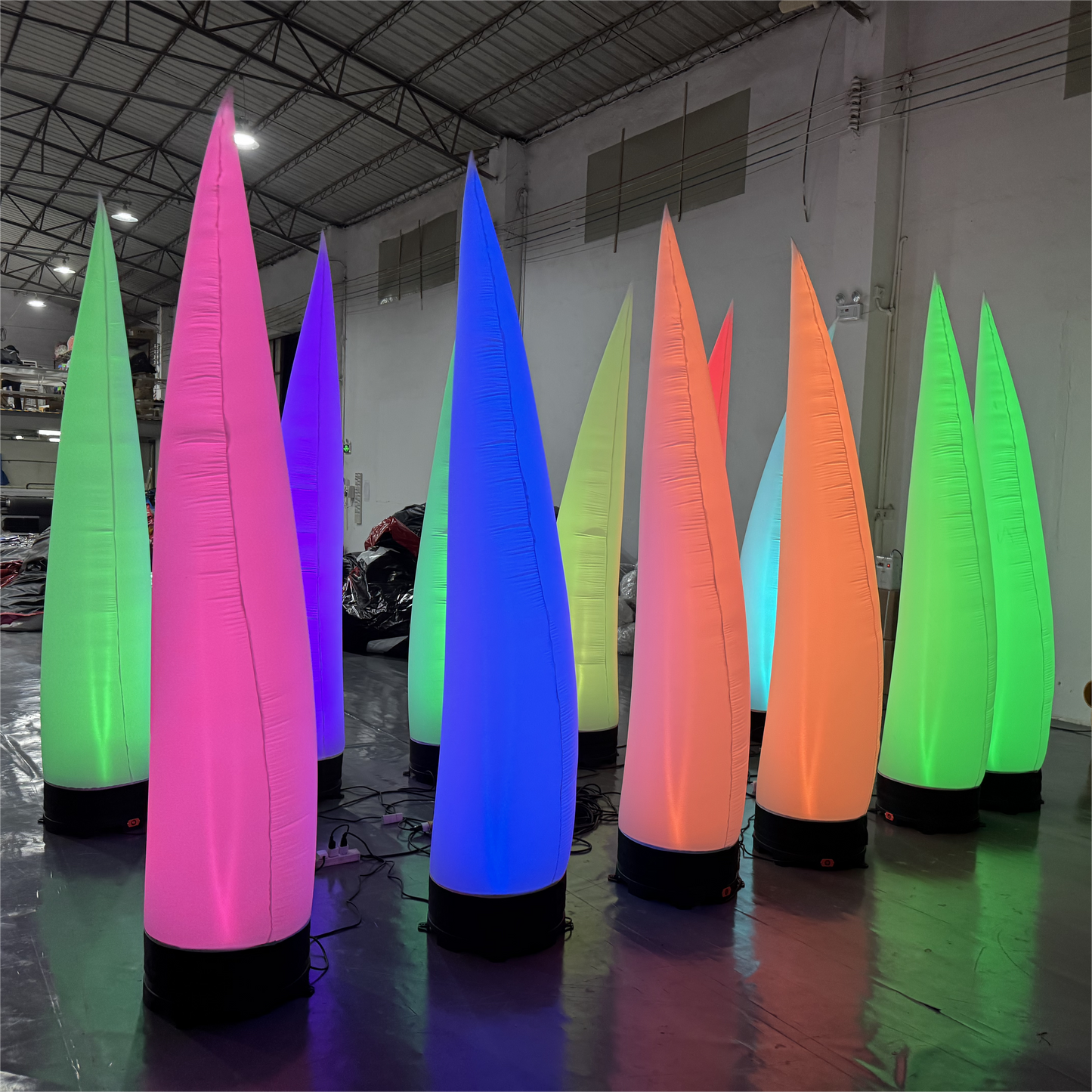 8.2ft Inflatable Tube Colorful LED Light Inflatable Cone for Advertising Event Decoration with Blower(1PCS)