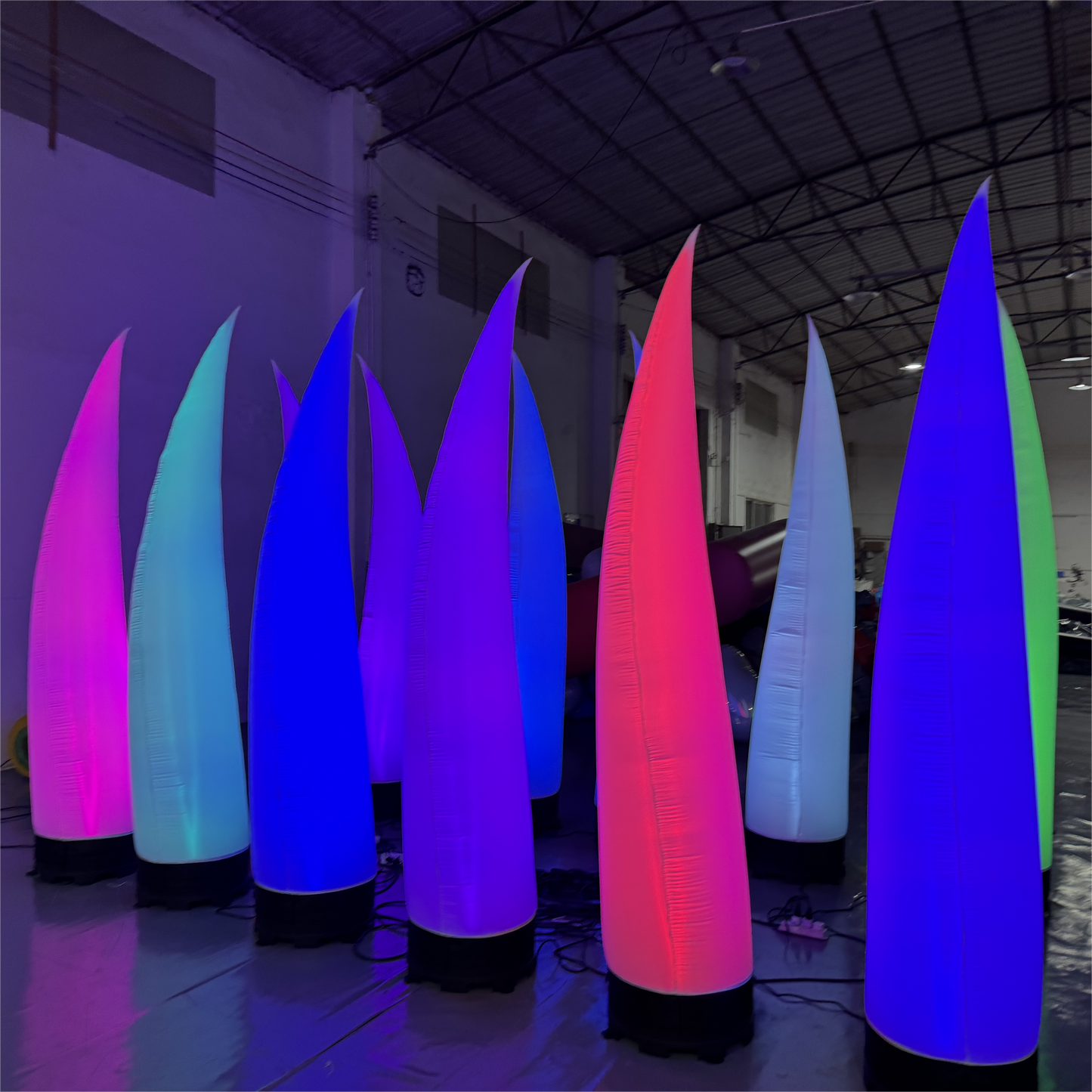 8.2ft Inflatable Tube Colorful LED Light Inflatable Cone for Advertising Event Decoration with Blower(1PCS)