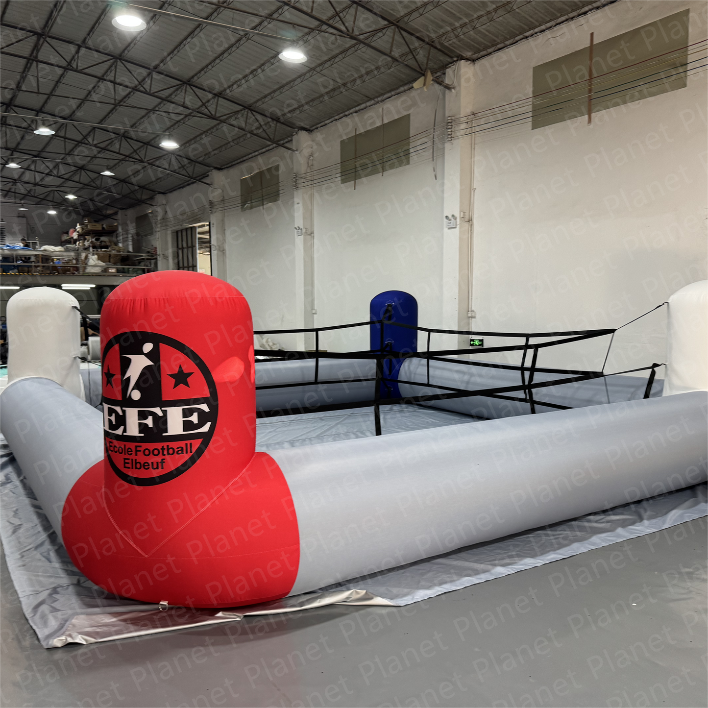 Portable interactive inflatable boxing ring for safe wrestling and boxing games for parties and events