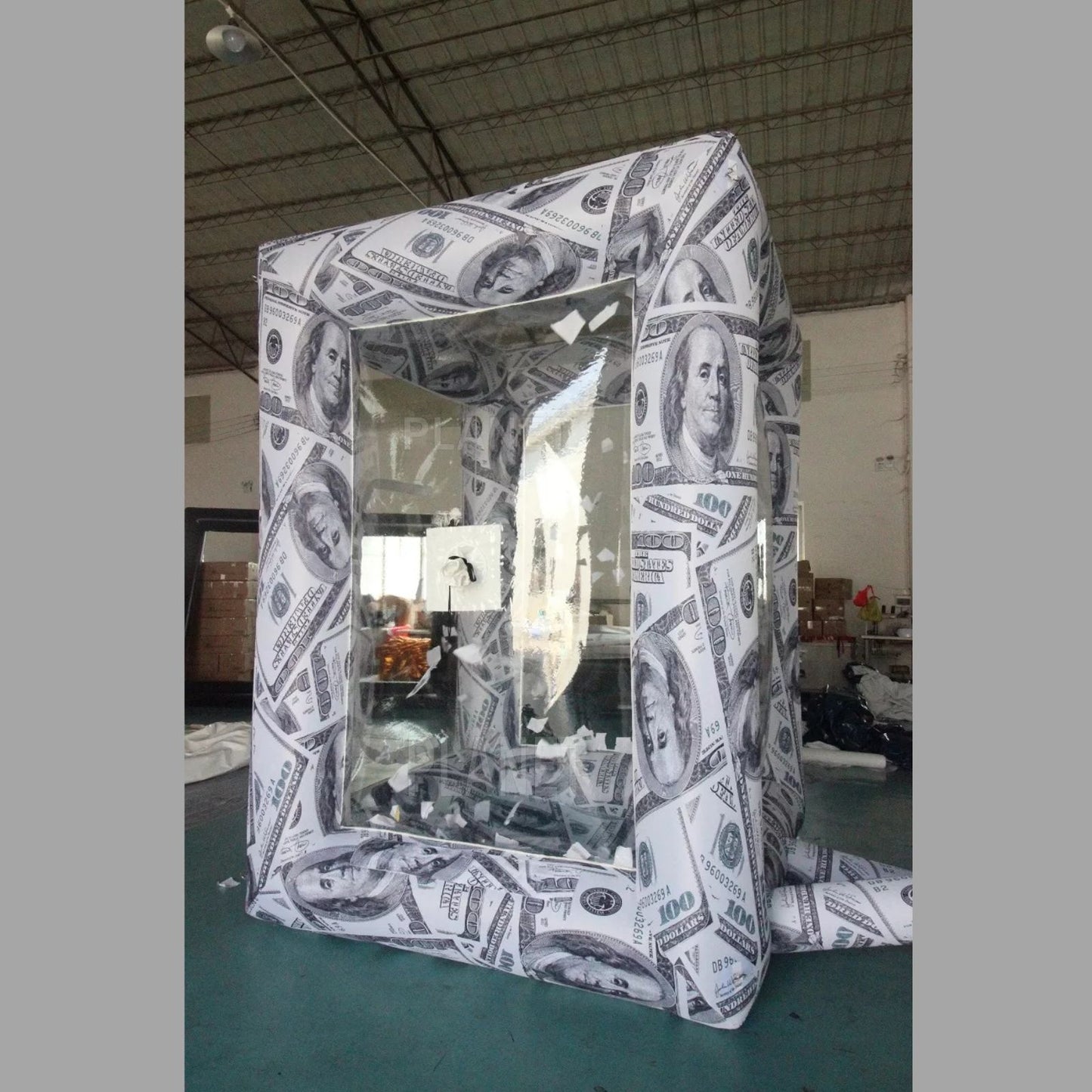 Inflatable Money Machine Large Cash Grab Booth with air Blower Inflatable Cash Cube Machine Party Event with 2 Blower