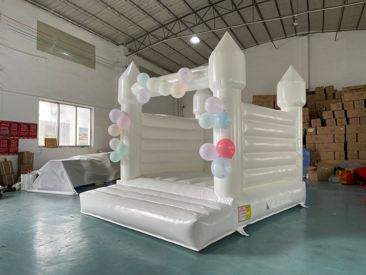 Inflatable White Bounce House Professional Jumping Bouncy Castle Bouncer for Wedding Party with Air Blower Balloons Carrying Bag Repair kit (2 parcels) (10ft*10ft*8ft(3 * 3 * 2.5 m))