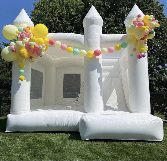 Inflatable White Bounce House Professional Jumping Bouncy Castle Bouncer for Wedding Party with Air Blower 5*3.5*3m(16.4*11.5*10ft))