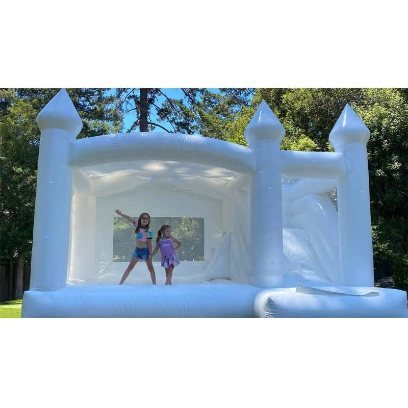 Inflatable White Bounce House Professional Jumping Bouncy Castle Bouncer for Wedding Party with Air Blower 5*3.5*3m(16.4*11.5*10ft))