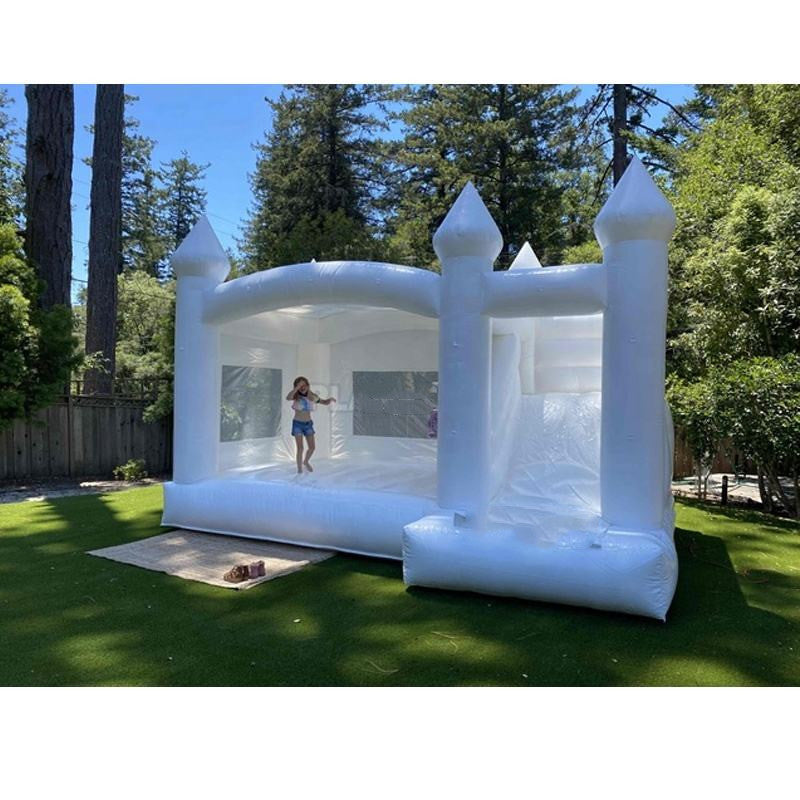 Inflatable White Bounce House Professional Jumping Bouncy Castle Bouncer for Wedding Party with Air Blower 5*3.5*3m(16.4*11.5*10ft))