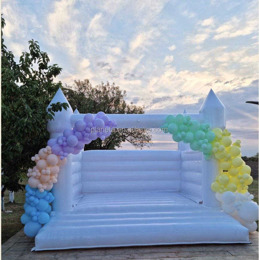 Inflatable White Bouncer Commercial Inflatable Jumping Bouncy Castle Bouncer for Wedding Party with Air Blower 13*13ft