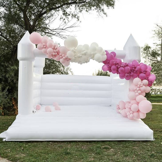 White Wedding House Jumper House Bouncy Castle Inflatable Mini White Bounce House for Home Backyard Kids Party