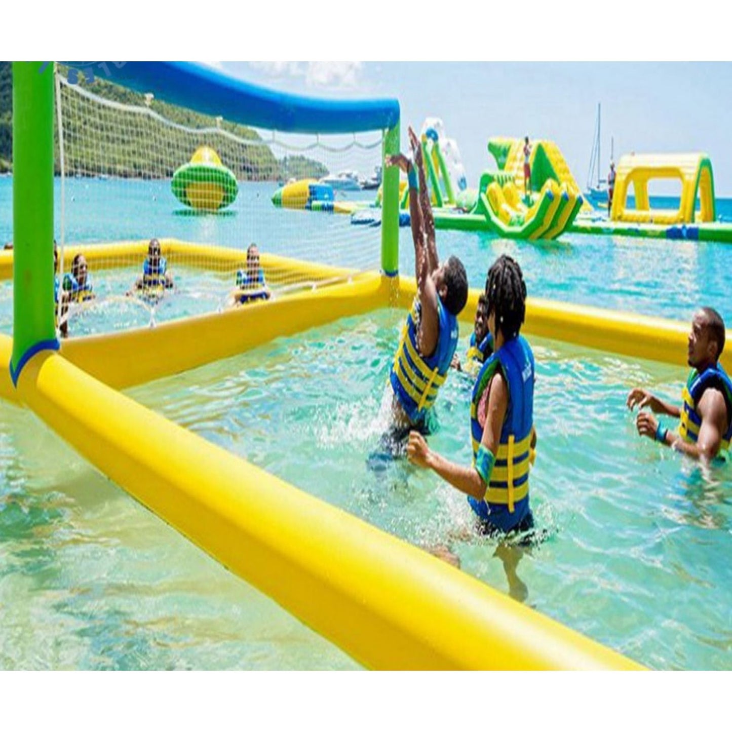 Outdoor Floating Water Volleyball Field Inflatable Volleyball Court with Net Pump