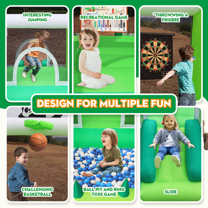 7-in-1 Panda Theme Inflatable Bounce House with Double Slides – Perfect for Indoor & Outdoor Fun for Boys and Girls