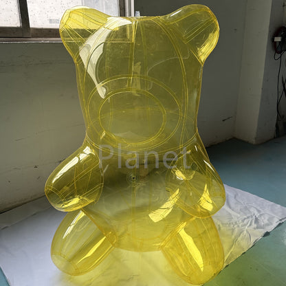 4FT Transparent Colored PVC Inflatable Bear – With Air Pump, Great for Advertising, Party Decorations and Events
