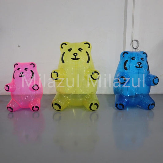 ‌Transparent Colorful PVC Inflatable Bear Set - Perfect for Party & Event Decorations（with Air Pump）