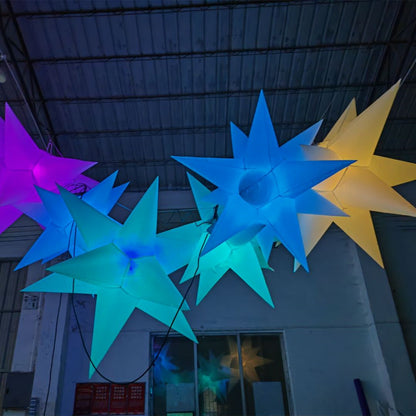 Inflatable LED Color Changing Hanging Star Lights Party Festival Decorations with Built-in Blower（1PCS）