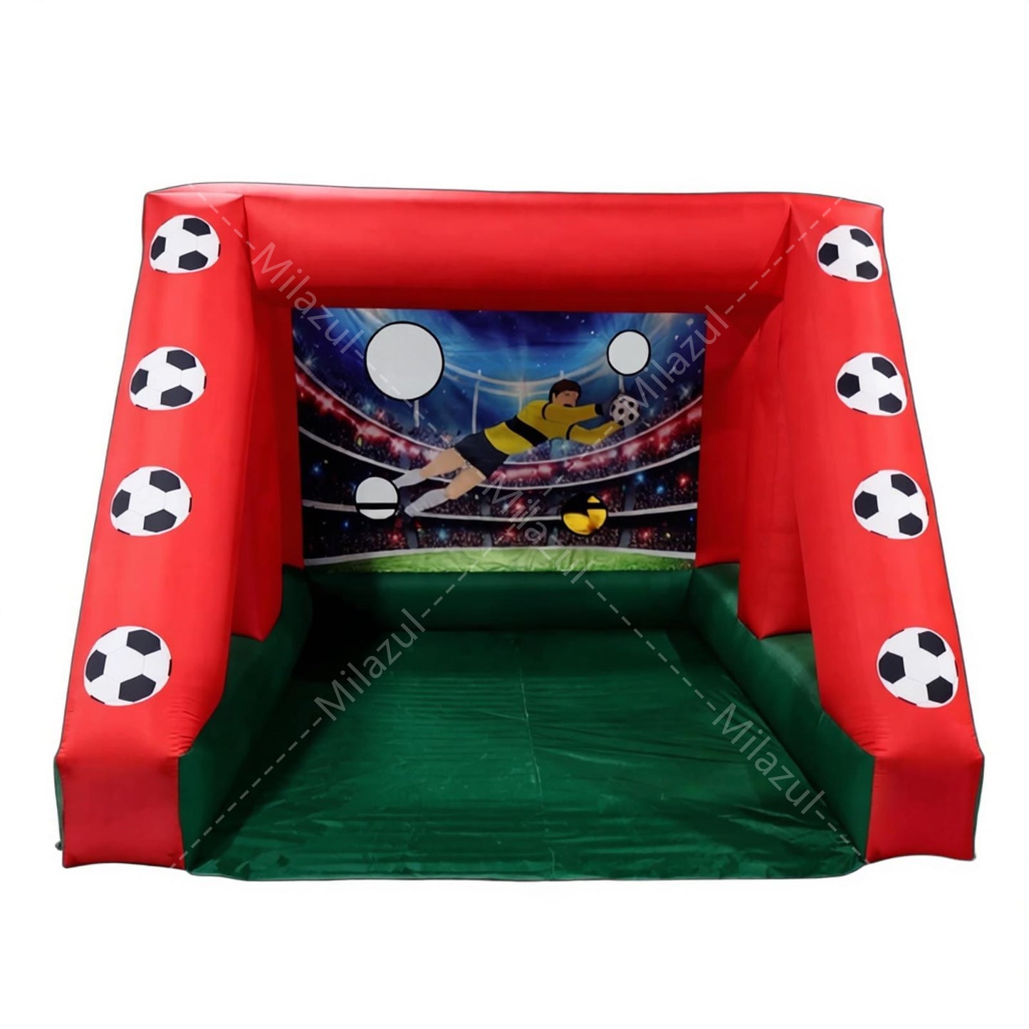 3.65x3.65x2.74m Inflatable 4-Zone Soccer Target Goal with Blower, Durable Oxford Fabric for Shooting Practice, Parties & Outdoor Events