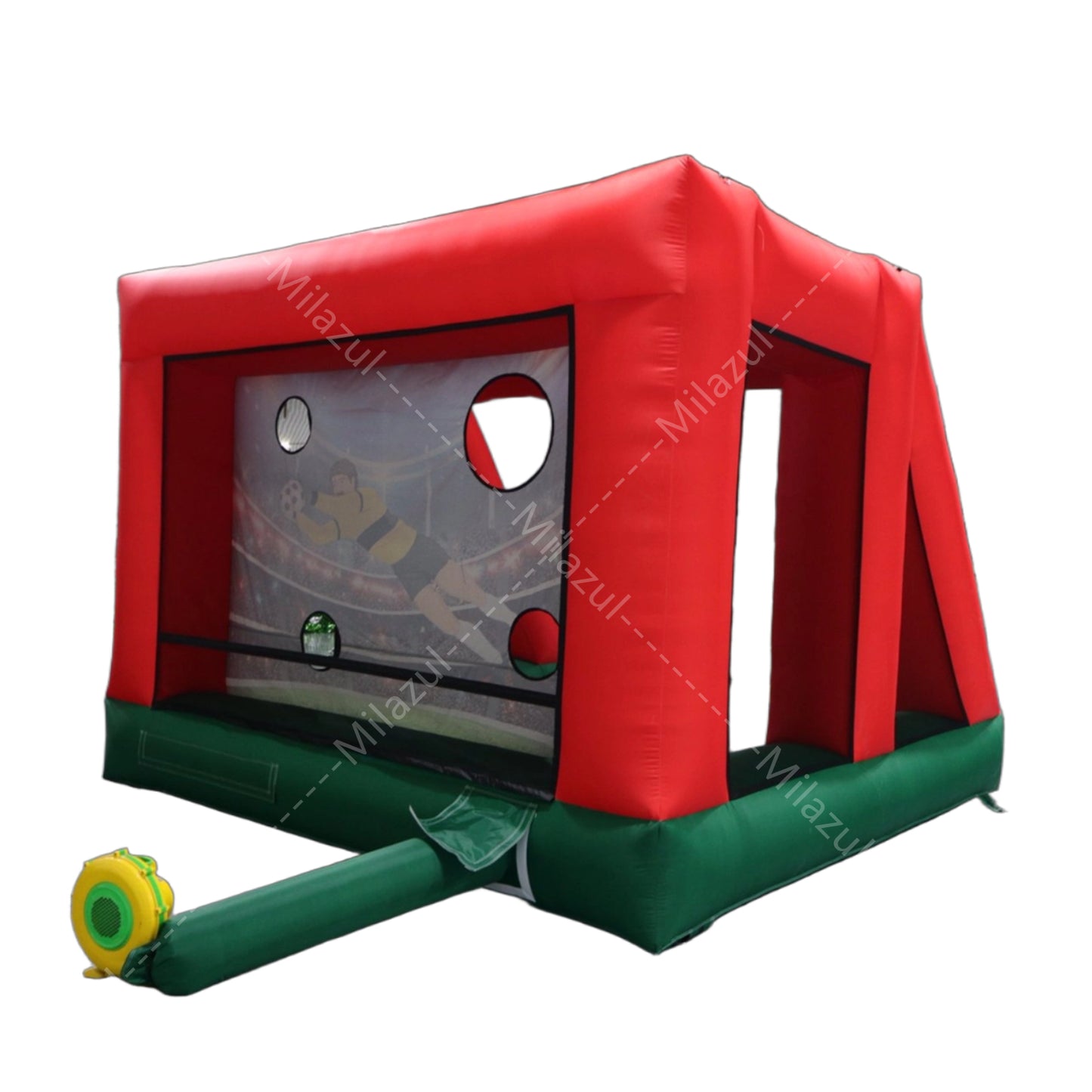 3.65x3.65x2.74m Inflatable 4-Zone Soccer Target Goal with Blower, Durable Oxford Fabric for Shooting Practice, Parties & Outdoor Events