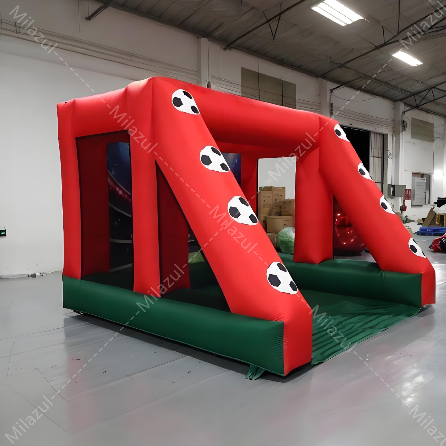 3.65x3.65x2.74m Inflatable 4-Zone Soccer Target Goal with Blower, Durable Oxford Fabric for Shooting Practice, Parties & Outdoor Events