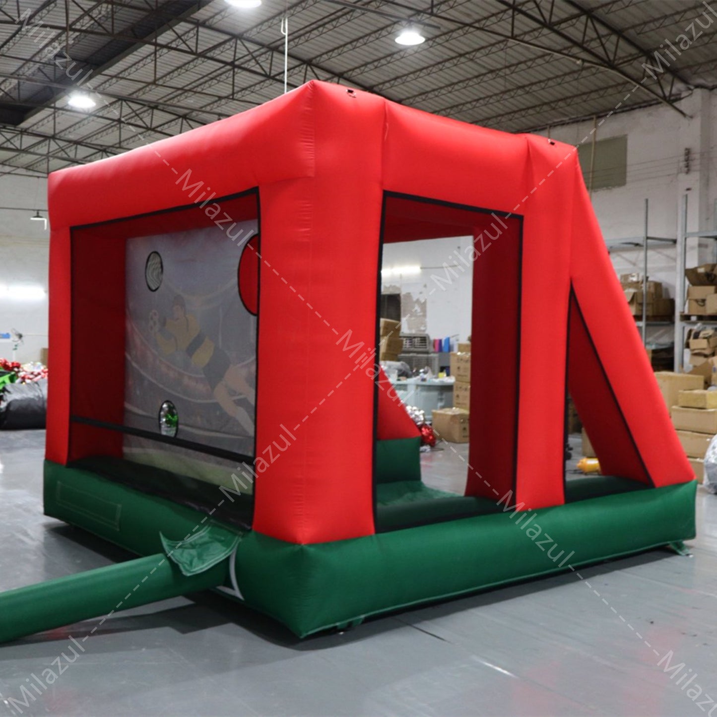 3.65x3.65x2.74m Inflatable 4-Zone Soccer Target Goal with Blower, Durable Oxford Fabric for Shooting Practice, Parties & Outdoor Events