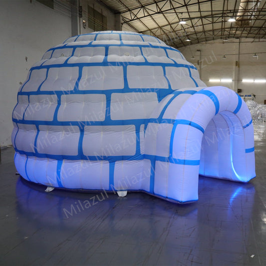 Outdoor Portable Inflatable Igloo Tent with Tunnel for Winter Festivals, Shopping Malls & Corporate Events