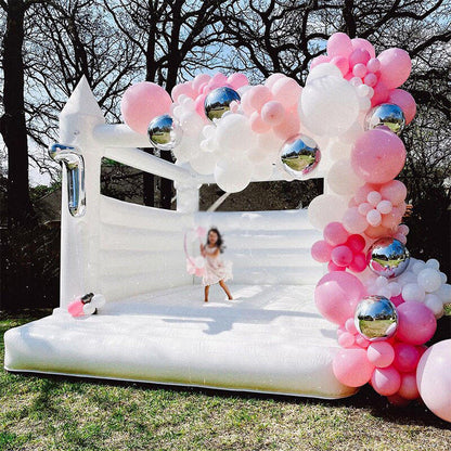 Inflatable White Bouncer Commercial Inflatable Jumping Bouncy Castle Bouncer for Wedding Party with Air Blower 13*13ft