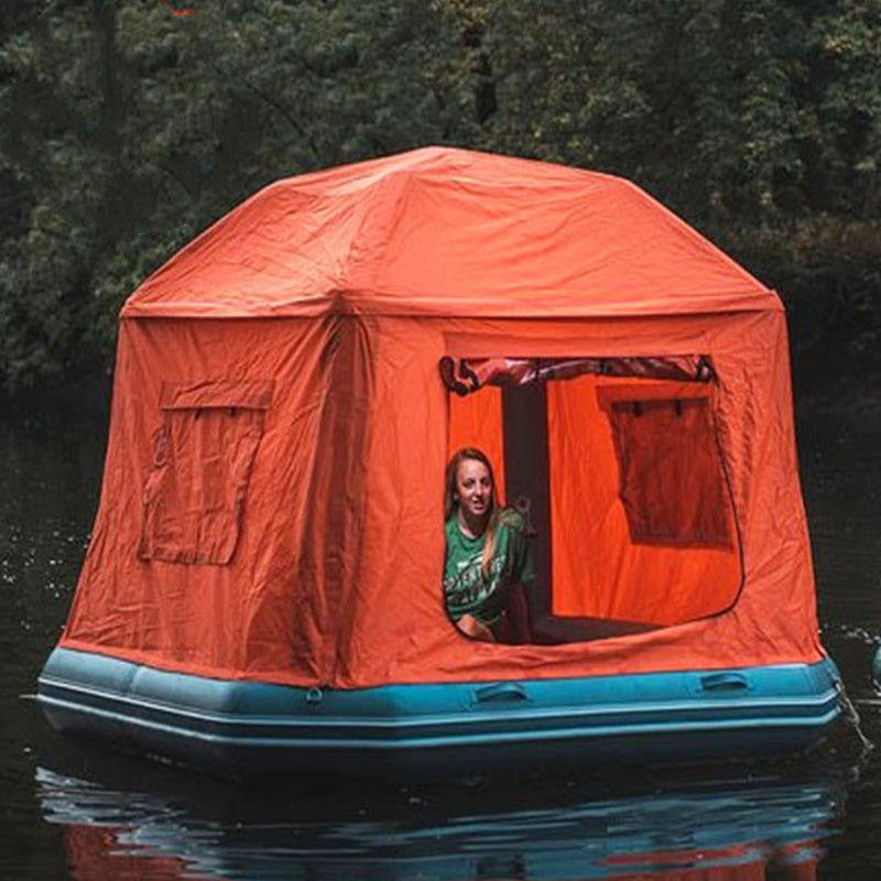 Inflatable Water Tent Floating Shoal Tent Outdoor Camping Fishing Raft Boat tent 8.2 * 8.2 * 7.54ft（2.5 * 2.5 * 2.3m）