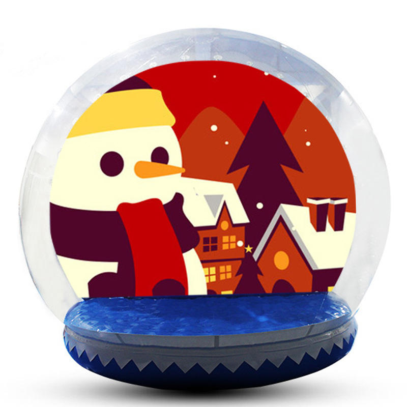 Inflatable Snow Globe 10ft Christmas Decoration Transparent Bubble Tent with Printed Background, Blower and Pump, Repair kit